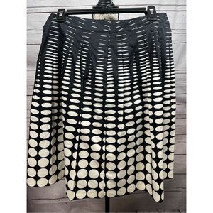 Talbots Petite Skirt 6P Black Cream White‎ Polka Dot Pleated Career Party